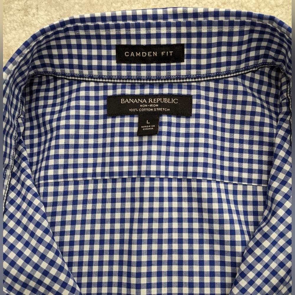 Banana Republic non-iron dress shirt large blue white - Picture 4 of 11